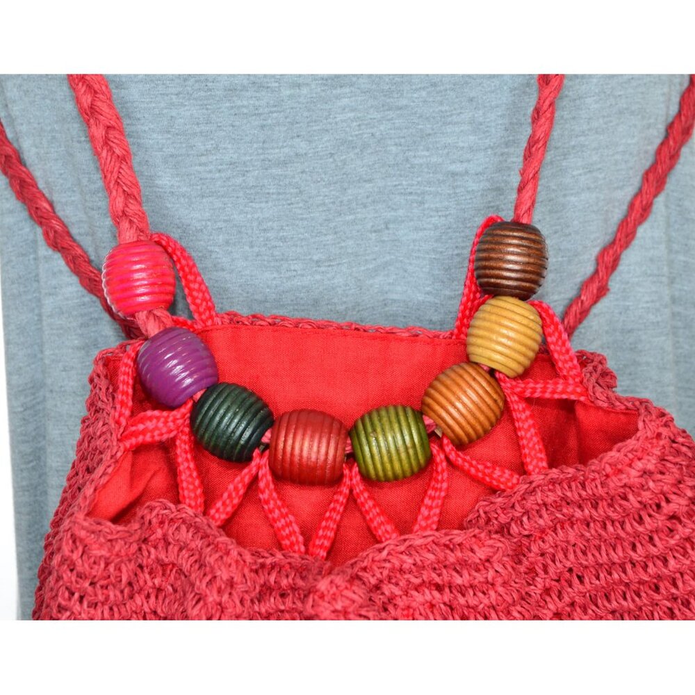 Paper Straw Beaded Adjustable Backpack Sling Bag … - image 4